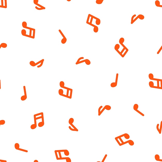 Seamless pattern with orange musical notes