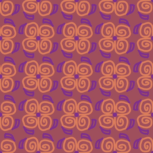 A seamless pattern with orange and purple circles on a purple background.