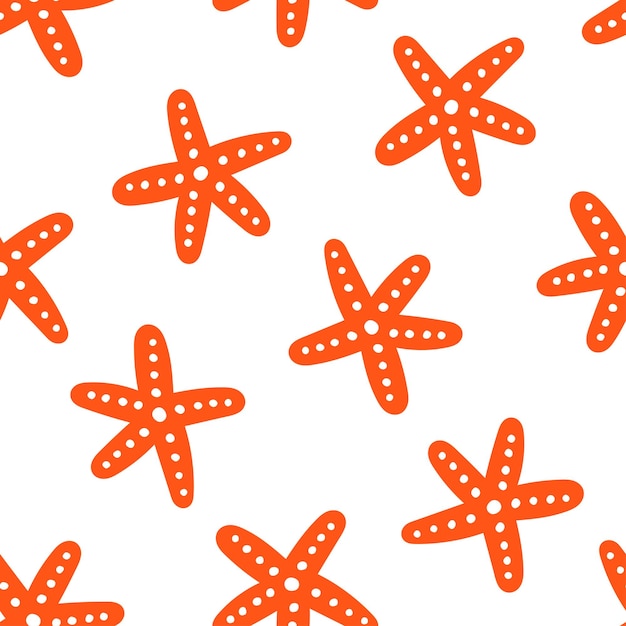 Seamless pattern with orange sea star.