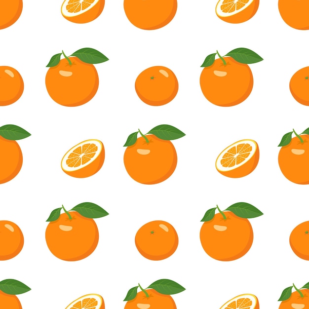 Seamless pattern with oranges and slices