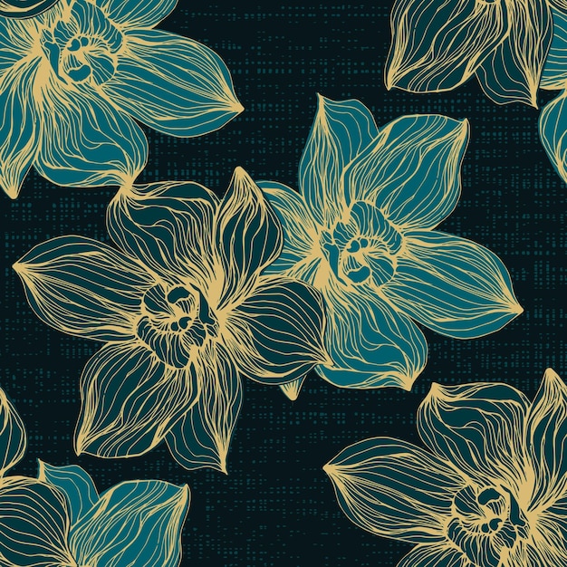 Seamless pattern with orchid branch