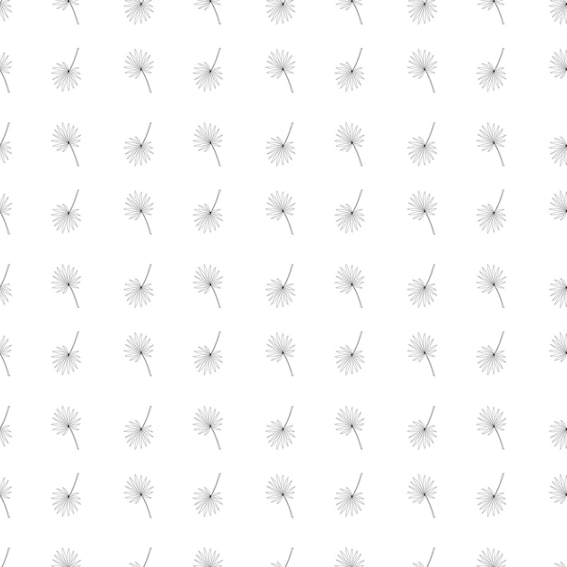 Seamless pattern with a palm leaf Doodle black and white vector illustration