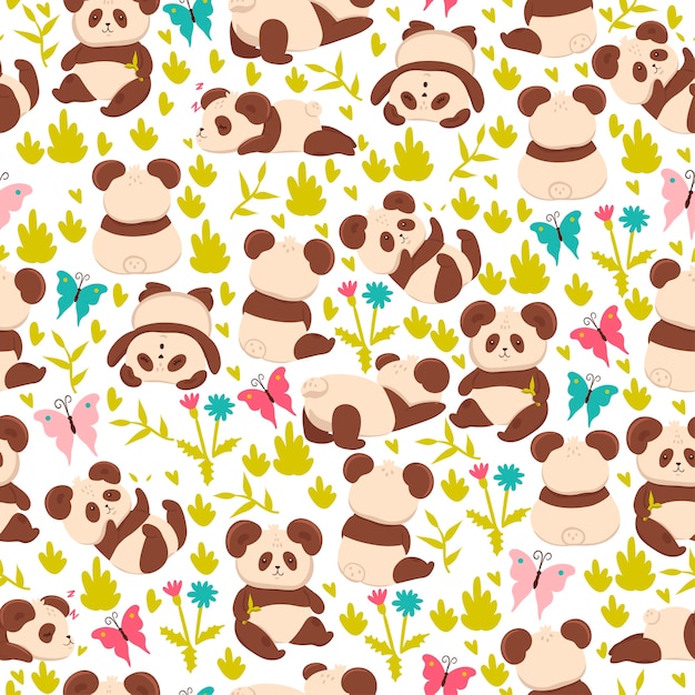 Seamless pattern with pandas  