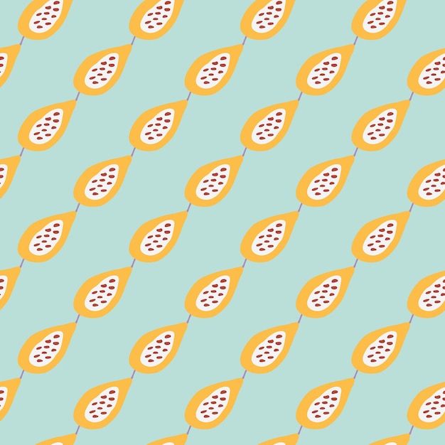 Seamless pattern with papayas Papaya ornament background Fruits backdrop