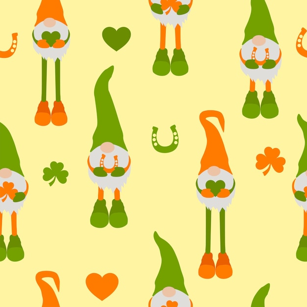 Seamless pattern with Patricks gnomes St Patricks Gnome Fabric Wallpaper and Home Decor