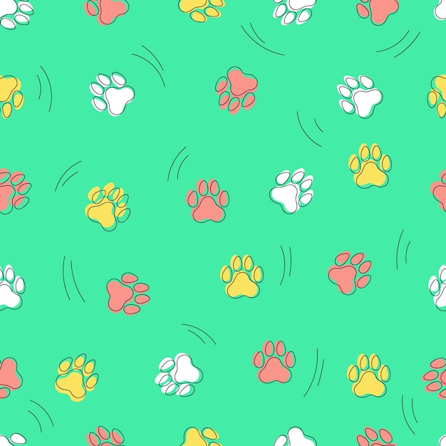 Seamless pattern with paw prints