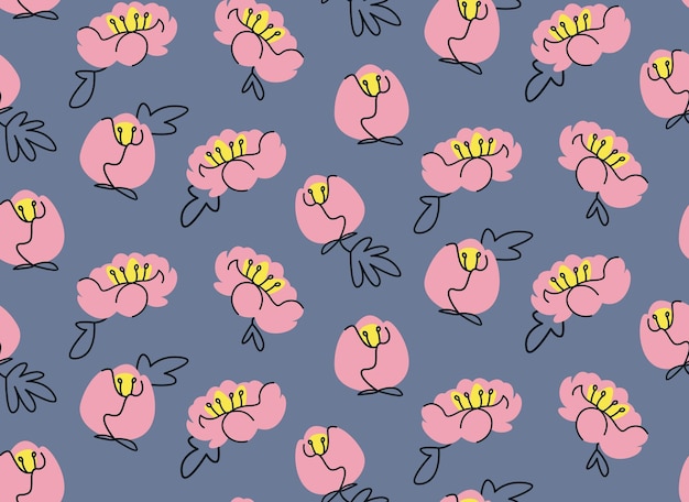 Seamless pattern with peony heads