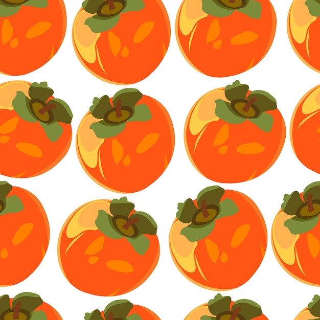 seamless pattern with persimmon kaki whole persimmon