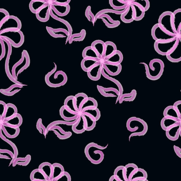 Seamless pattern with pink flowers illustration design