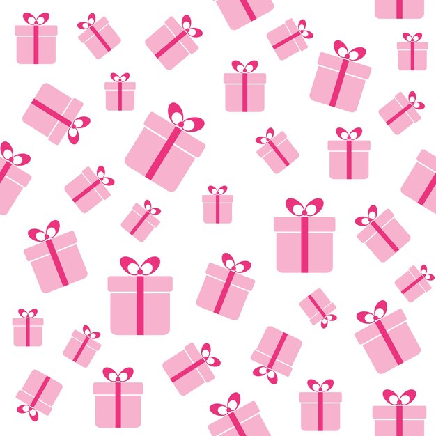 Seamless pattern with pink gift boxes. Wrapping or background