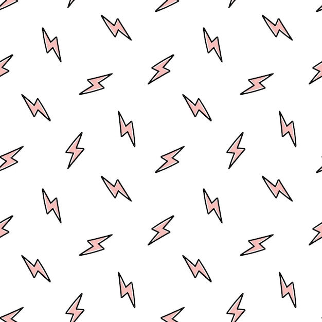 Seamless pattern with pink lightning bolts