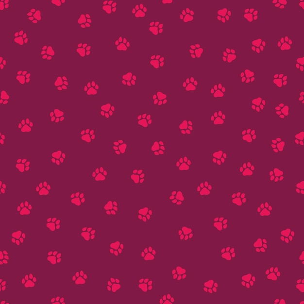 Vector seamless pattern with pink little paws