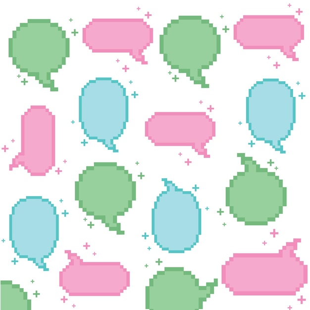 Seamless pattern with pixelated comic speech bubble chats Vector illustration