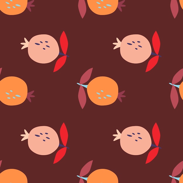 Seamless pattern with pomegranate fruit Botanical fruits wallpaper