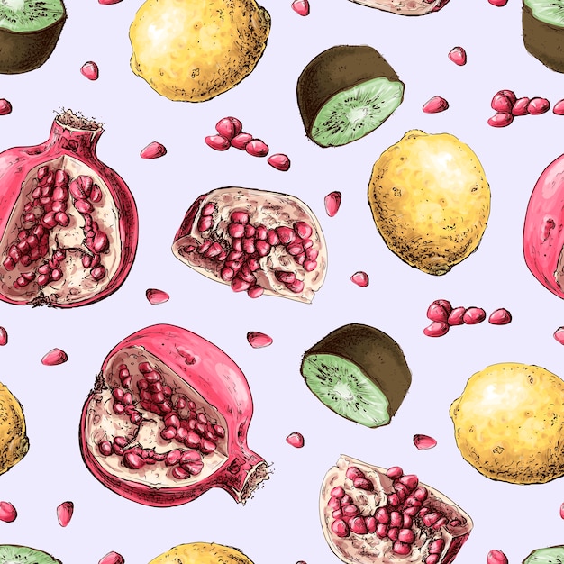 seamless pattern with pomegranate fruits. 