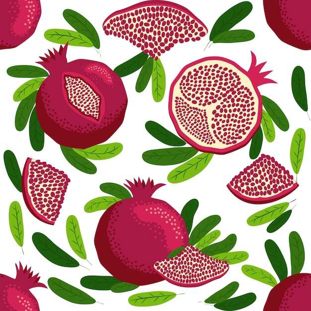 Seamless pattern with pomegranates Decorative patterns of the pomegranate fruit Shana Tova Jewish New Year