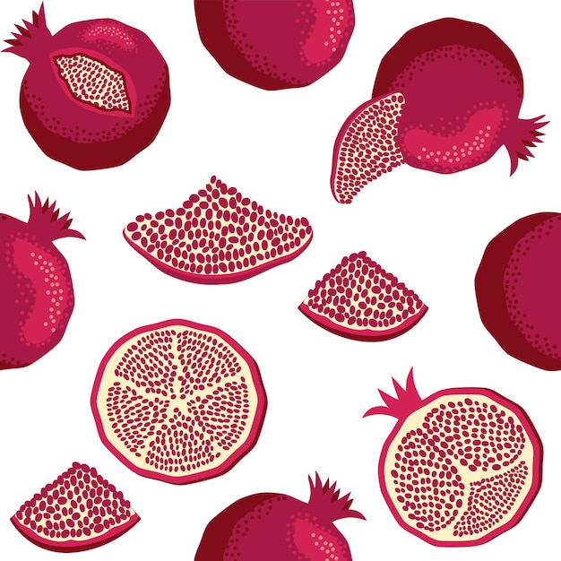 Seamless pattern with pomegranates Decorative patterns of the pomegranate fruit Shana Tova Jewish New Year