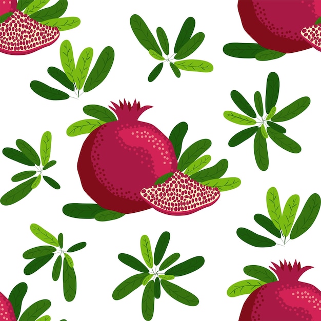 Seamless pattern with pomegranates Decorative patterns of the pomegranate fruit Shana Tova Jewish New Year