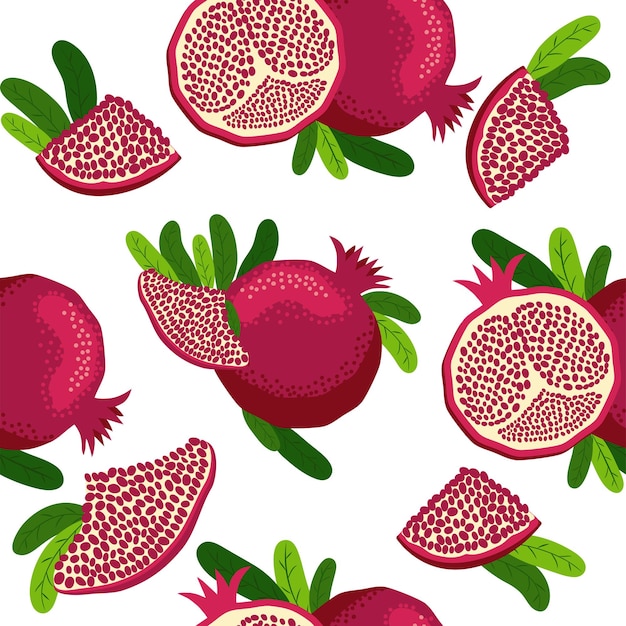 Seamless pattern with pomegranates Decorative patterns of the pomegranate fruit Shana Tova Jewish New Year