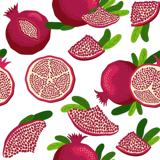 Seamless pattern with pomegranates Decorative patterns of the pomegranate fruit Shana Tova Jewish New Year