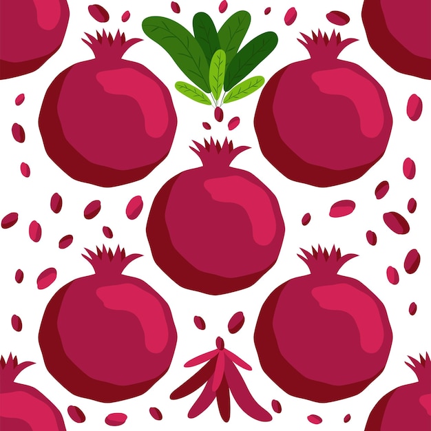 Seamless pattern with pomegranates Decorative patterns of the pomegranate fruit