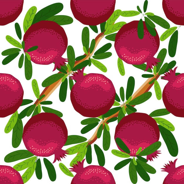 Seamless pattern with pomegranates Decorative patterns of the pomegranate fruit