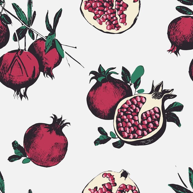 Seamless pattern with pomegranates.