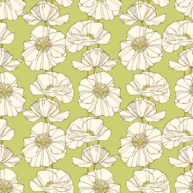 Seamless pattern with poppies Floral background