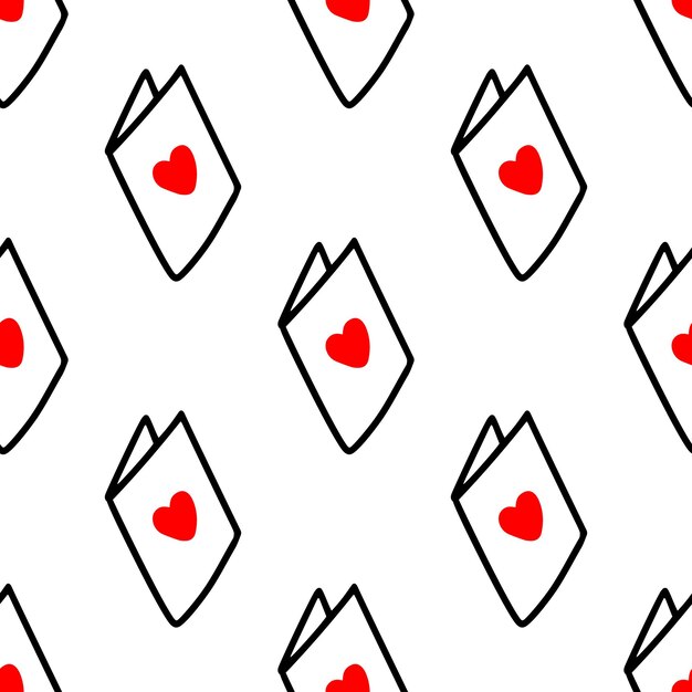 Seamless pattern with postcards with hearts Vector illustration Design for Valentines Day