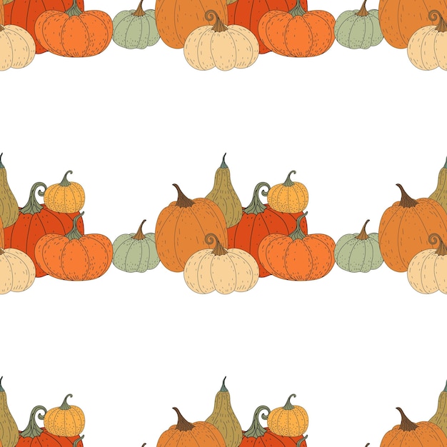 Seamless pattern with pumpkins. Autumn, pumpkin, harvest. Flat illustration. Vector.