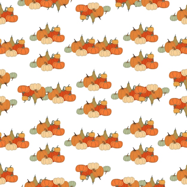 Seamless pattern with pumpkins. Autumn, pumpkin, harvest. Flat illustration. Vector.