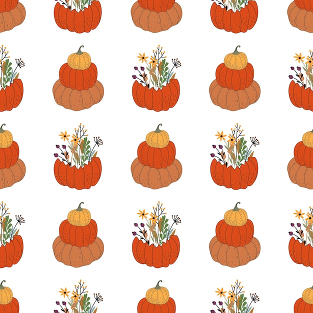 Seamless pattern with pumpkins. Autumn, pumpkin, harvest. Flat illustration. Vector.