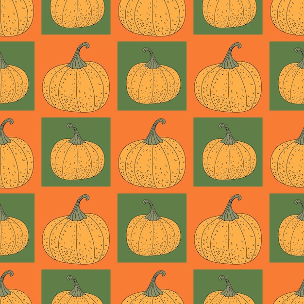 Seamless pattern with pumpkins. Harvest, autumn, pumpkin, Flat illustration. Vector.