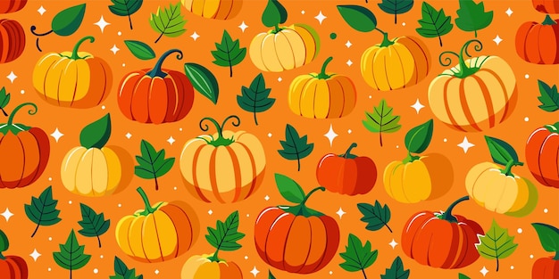 Vector seamless pattern with pumpkins