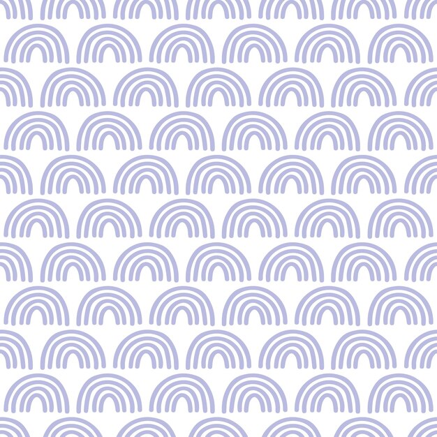 Seamless pattern with purple hand drawn rainbows