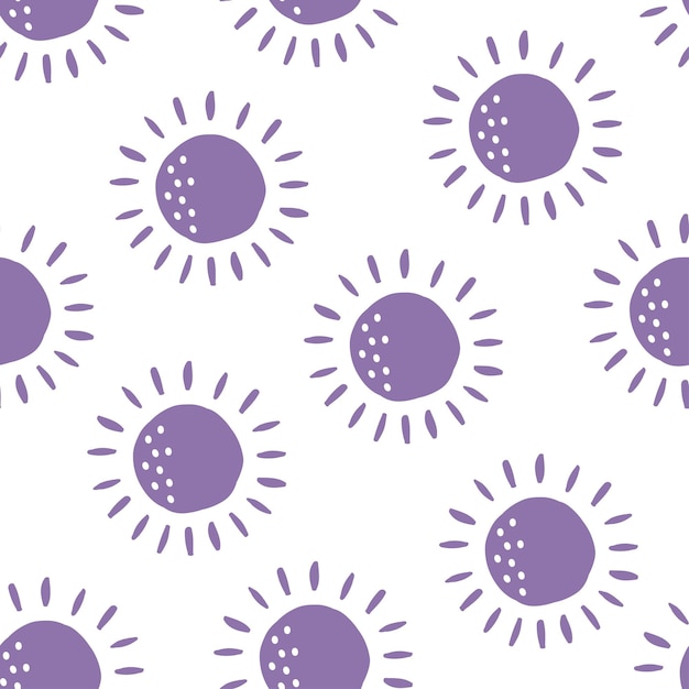 Seamless pattern with purple suns