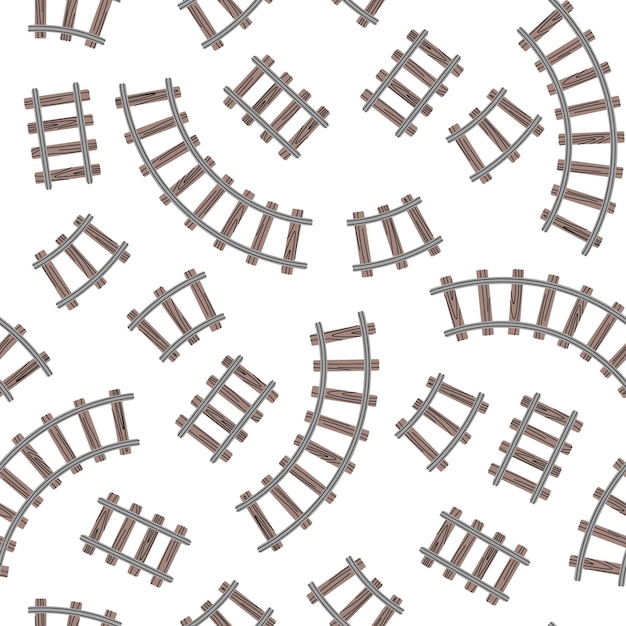 Vector seamless pattern with railway tracks in flat style train rails background cartoon texture for fabric wallpaper clothes