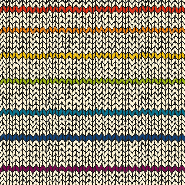 Seamless pattern with rainbow knitted stripes