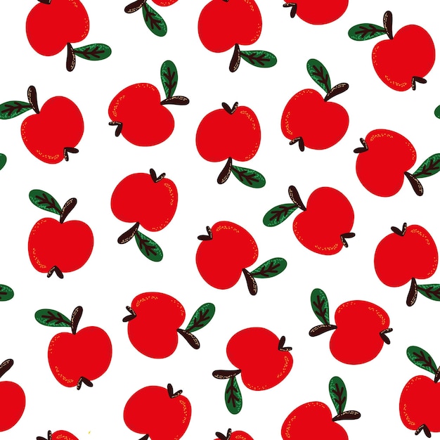 Seamless pattern with red apples on a white background vector illustration