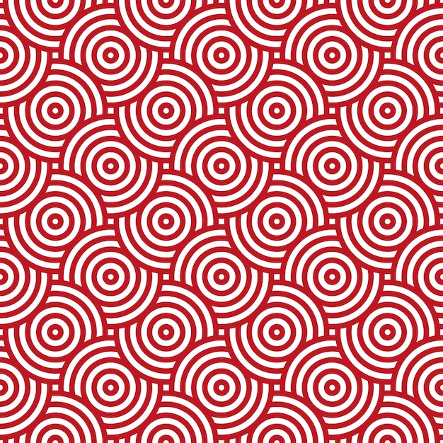 Seamless pattern with red circles and white background.