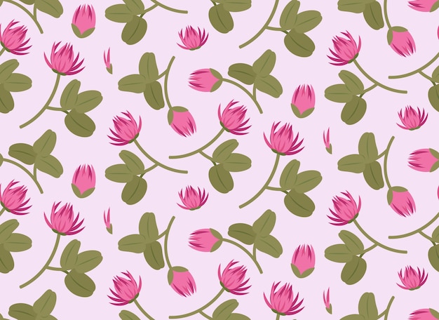 Seamless pattern with red clovers