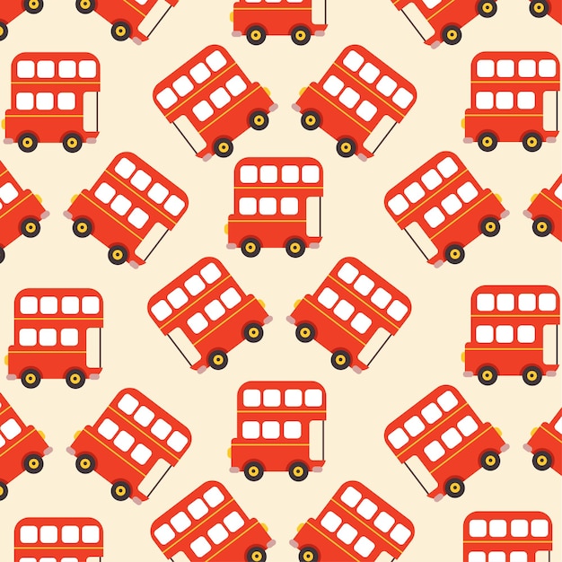 Seamless pattern with red color bus suitable for wrapping paper