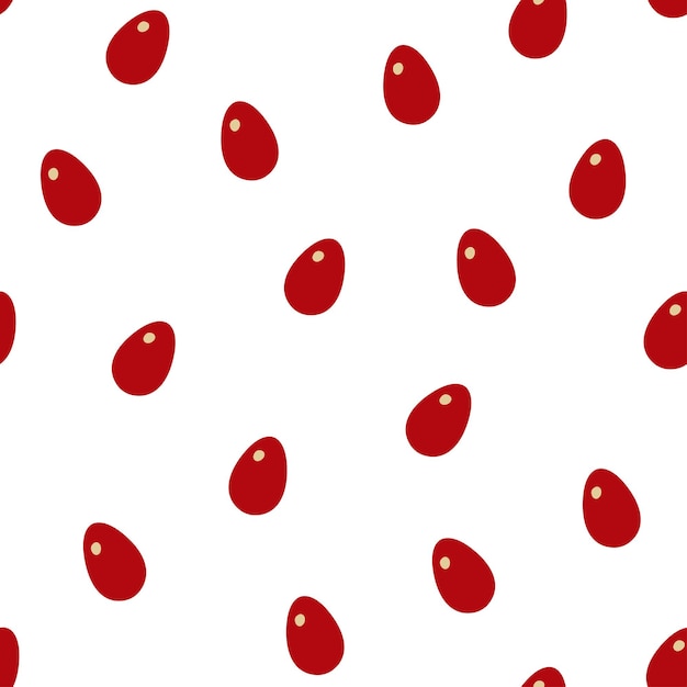 Seamless pattern with red Easter eggs on a white background