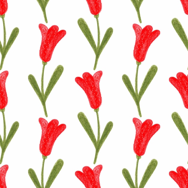 Seamless pattern with red tulip flowers