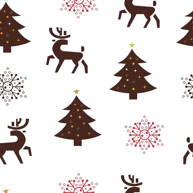 Seamless pattern with reindeer and snowflakes The theme of the new year and Christmas