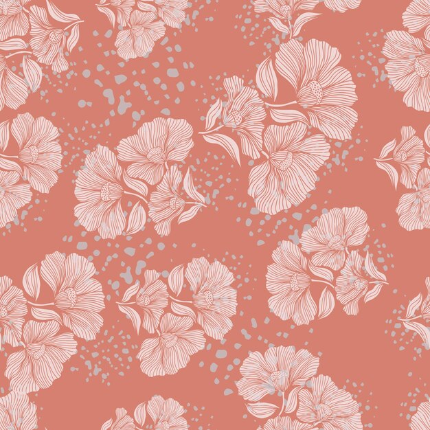 Seamless pattern with retro flowers Vintage floral background