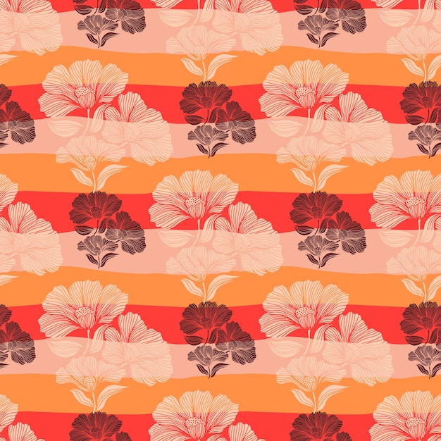 Seamless pattern with retro flowers Vintage floral background