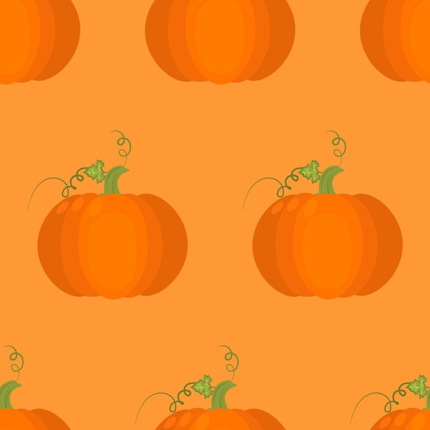 Seamless pattern with ripe pumpkins Vector flat backround Sunny organic pumpkins