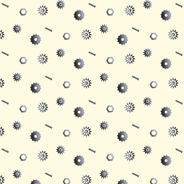 seamless pattern with robots pattern work set of humanoids bolts