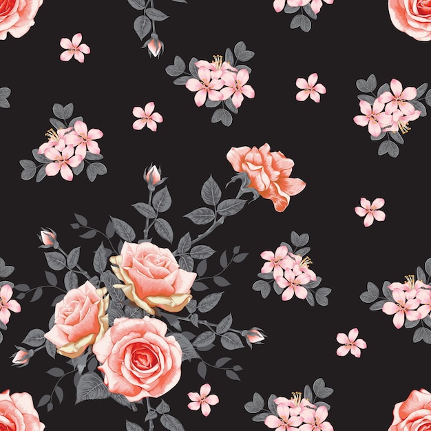 Seamless pattern with Rose flowers